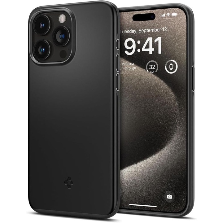 Калъф Spigen Thin Fit за Apple iPhone 15 Pro, Black