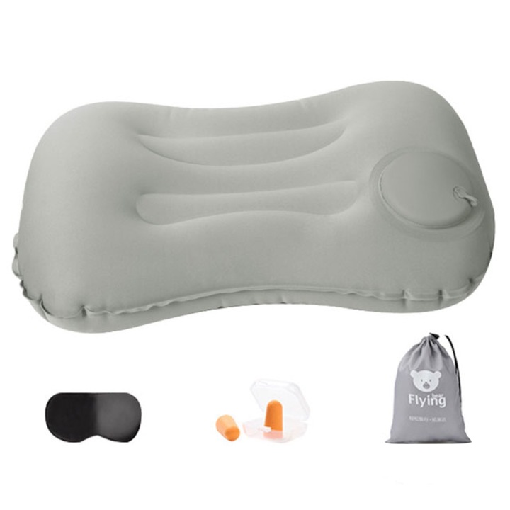 Надуваема възглавница за пътуване, Wepzsxo, TPU, сива