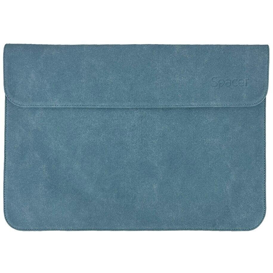 Husa Spacer pentru notebook slim de max 15.6″, 1 compartiment, piele sintetica, albastru, „SPLS-COVER15-BL”