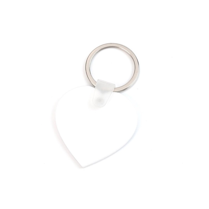 Szublimálható műanyag szívű kulcstartó, fehér, Createur, 4,5 x 4,5 cm