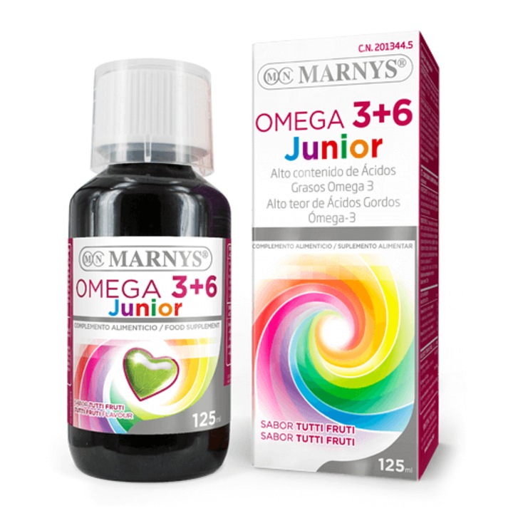 Omega 3+6 Junior – Supliment alimentar calitate premium- 100% Vegan – Sticla cu 125 ml