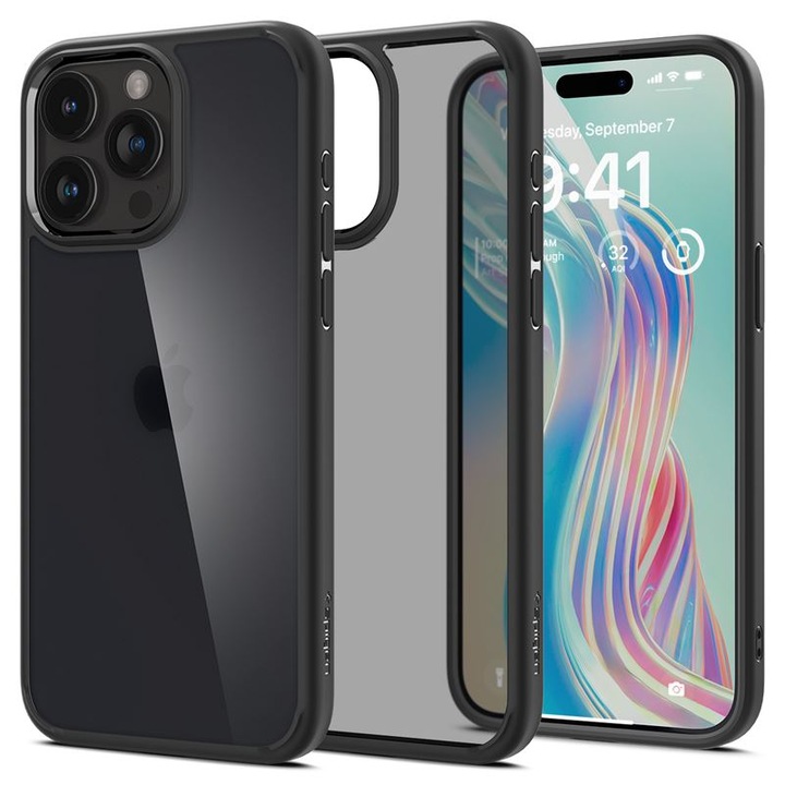 Гръб Spigen за iPhone 15 Pro Max, Ultra Hybrid, Черен