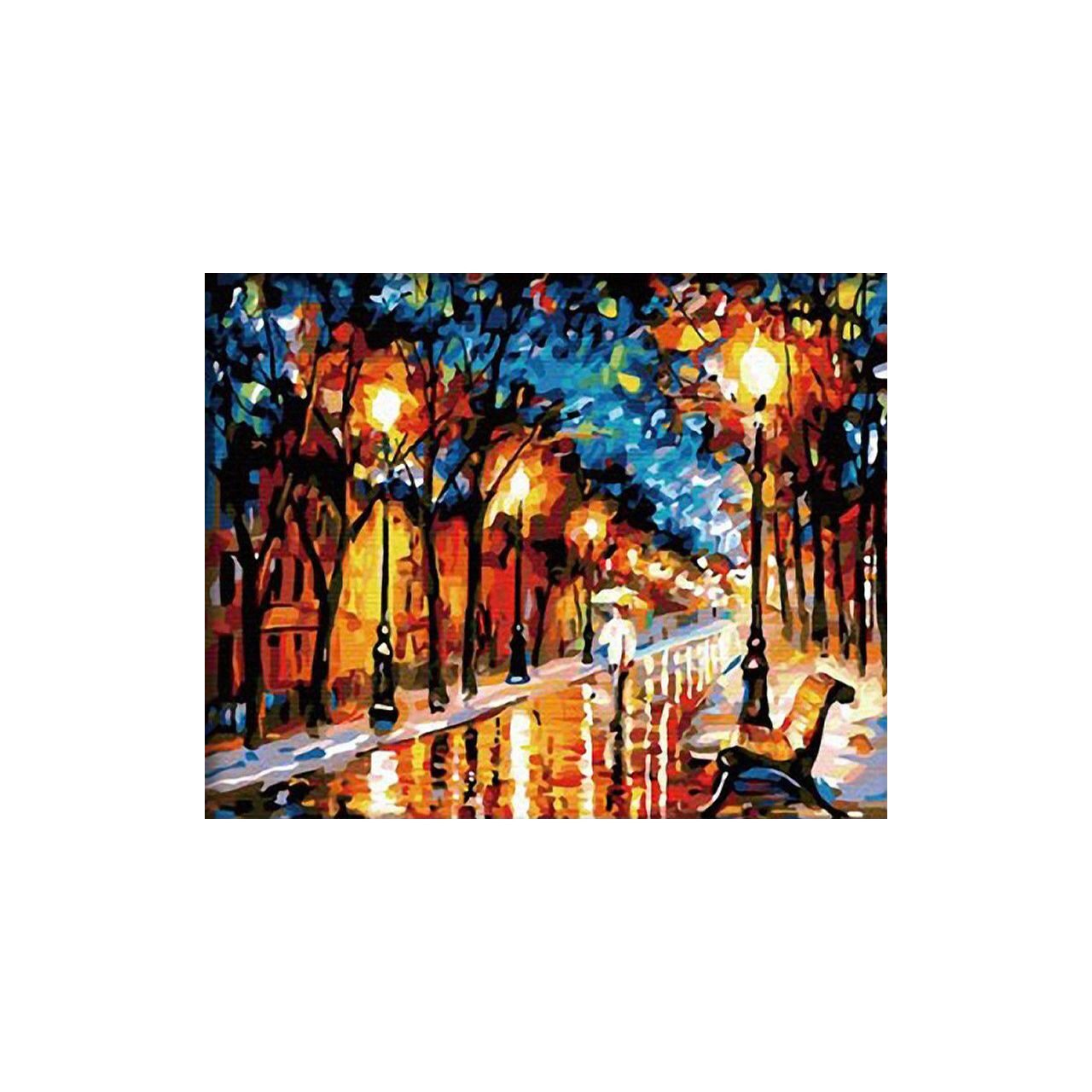 Комплект рисуване по номера с пейзажи, Дъждовна нощ, 40x50 см, PPT4 ...
