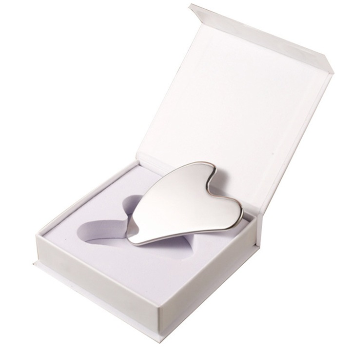 Aparat de masaj, Chucai, pentru ingrijire faciala prin rejuvenare si reflexologie/masaj facial, Cu cutie de depozitare, otel inoxidabil