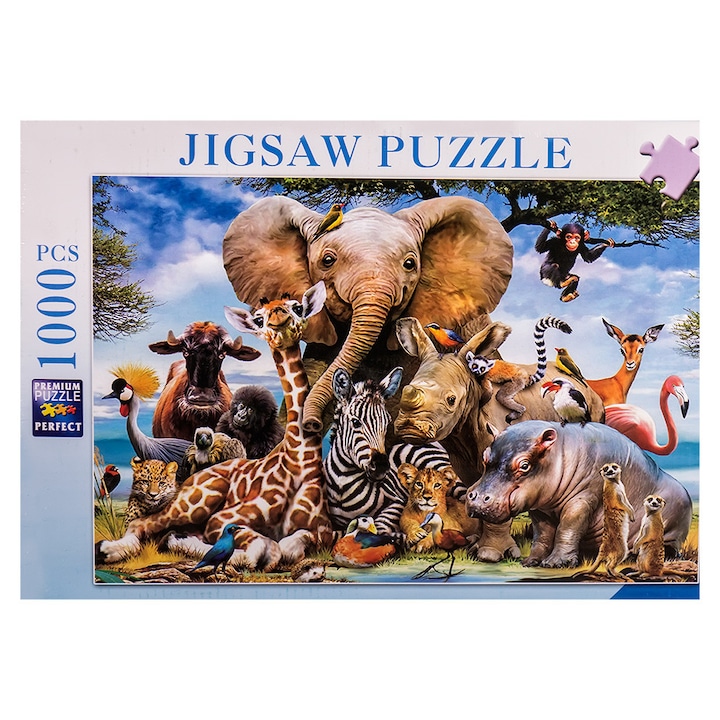 EmonaMall W5285 kirakós játék, 1000 darab, afrikai állatok, többszínű