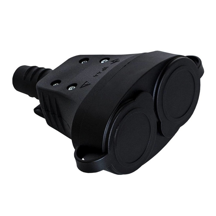 Български куплунг за контакт "шуко", 2-ка, Гумиран, 220VAC, 16A, IP44