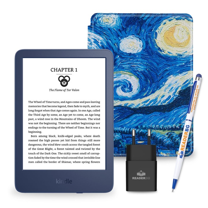 Комплект eBook четец Amazon Kindle 2022 Denim, Звездна нощ, 4 части