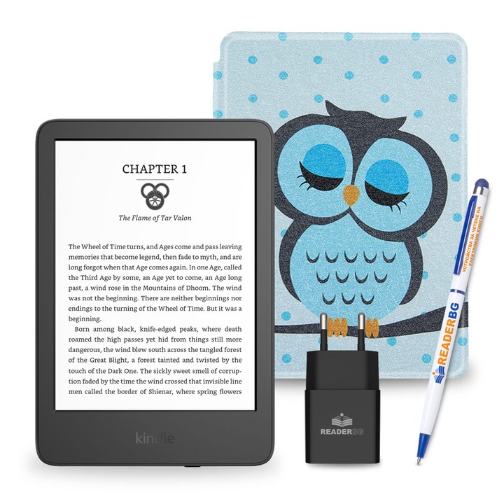 Комплект eBook четец Amazon Kindle 2022 Black, Бухал, 4 части