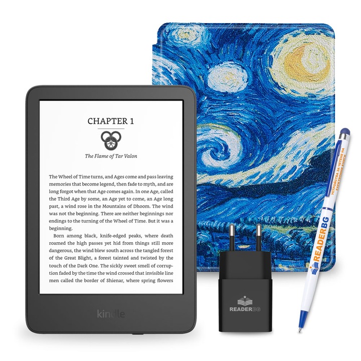 Комплект eBook четец Amazon Kindle 2022 Black, Звездна нощ, 4 части