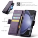Samsung Galaxy Z Fold5, CaseMe tok, vékony, bőr, pénztárca típus, álló, biztonságos mágneses záródás, puha textúra és markolat a kézben, RFID védelem, Mályvaszínű