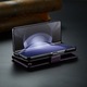Samsung Galaxy Z Fold5, CaseMe tok, vékony, bőr, pénztárca típus, álló, biztonságos mágneses záródás, puha textúra és markolat a kézben, RFID védelem, Mályvaszínű