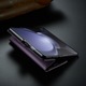 Samsung Galaxy Z Fold5, CaseMe tok, vékony, bőr, pénztárca típus, álló, biztonságos mágneses záródás, puha textúra és markolat a kézben, RFID védelem, Mályvaszínű