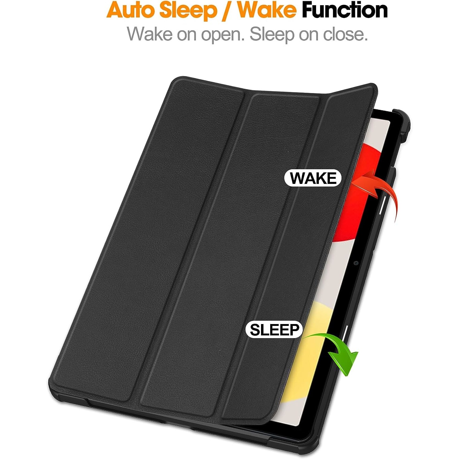 Husa pentru Xiaomi Redmi Pad SE 11 inch trifold Slim UltraLight, functie sleep/wake-up, Aiyando, negru