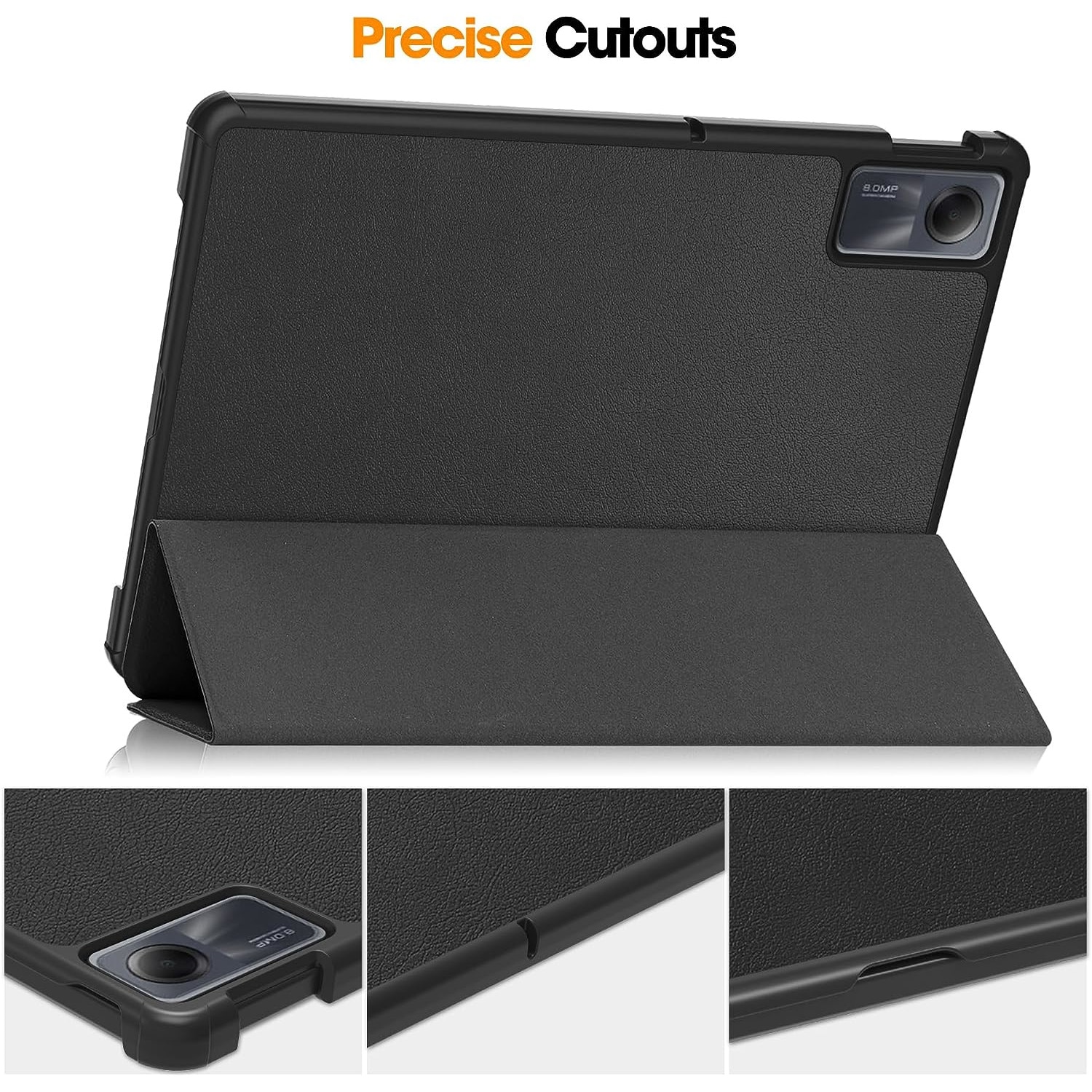 Husa pentru Xiaomi Redmi Pad SE 11 inch trifold Slim UltraLight, functie sleep/wake-up, Aiyando, negru