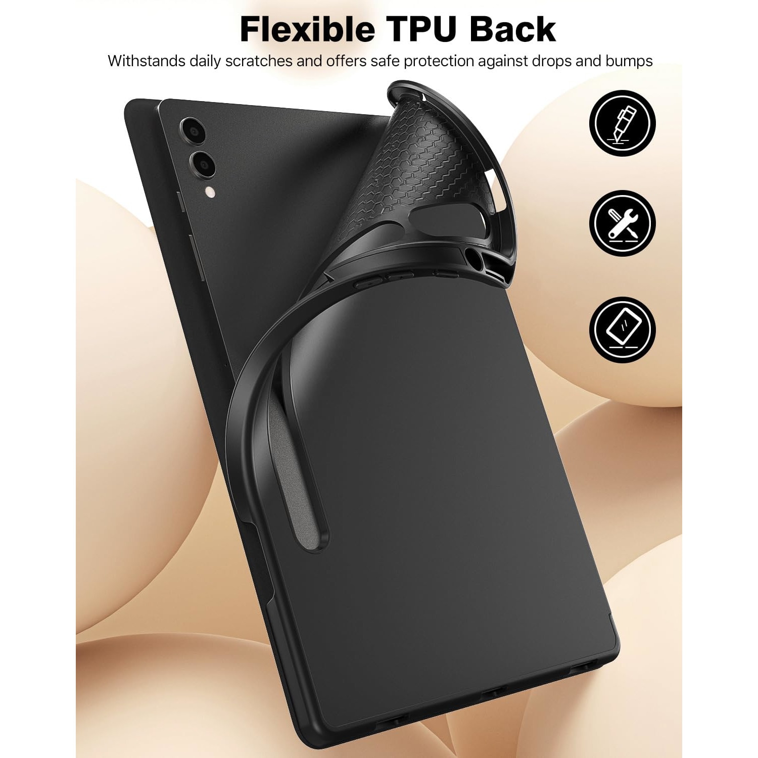 Husa Ultra Slim, pentru Samsung Galaxy Tab S9+ Plus 12.4″, TPU Smart Cover - Negru