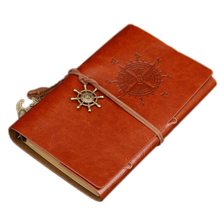 Кожен дневник във винтидж стил, 80 страници, с подвижно дъно, кафяв, A6