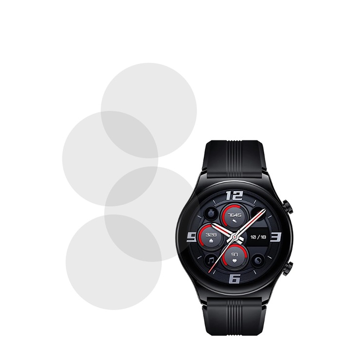 Комплект от 4 фолиа, съвместими с Honor Watch GS 3, Commando Shield Full Glue, Регенерируем силиконов хидрогел, Anti-shock и против счупване, SlimLine NanoShield, Transparent