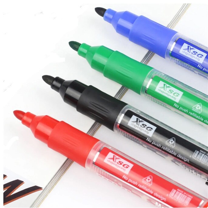 Set 12 markere tabla WhiteBoard XSG, Varf Rotund, 13mm, 4 culori eMAG.ro