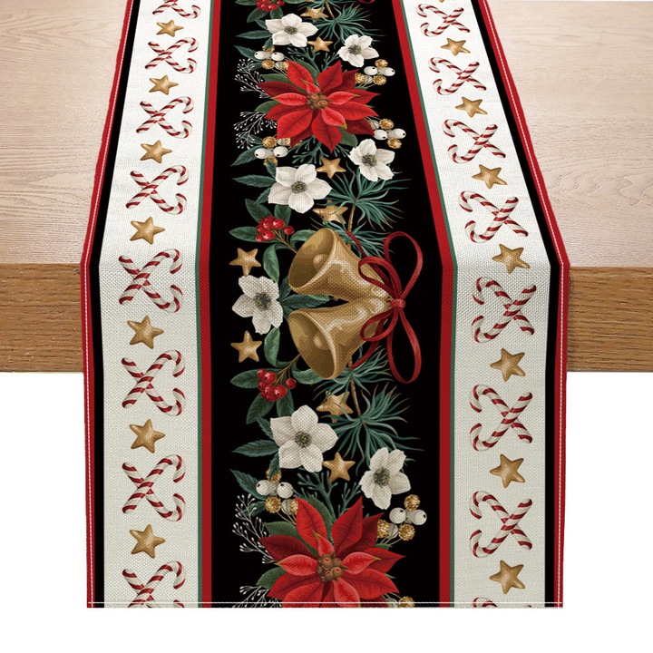 Karácsonyi asztaldísz, poliészter, 180x33 cm, többszínű
