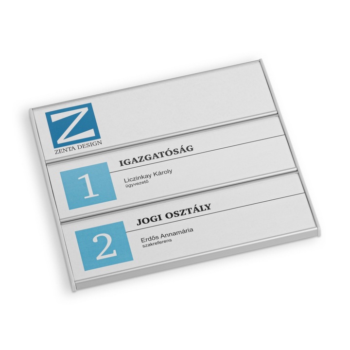 AlusignFIX infótábla, ajtónévtábla Sínes, 62mm x 3 sor