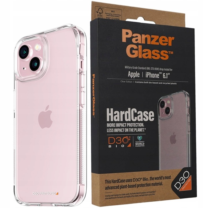 Калъф PanzerGlass, За iPhone 15, Прозрачен