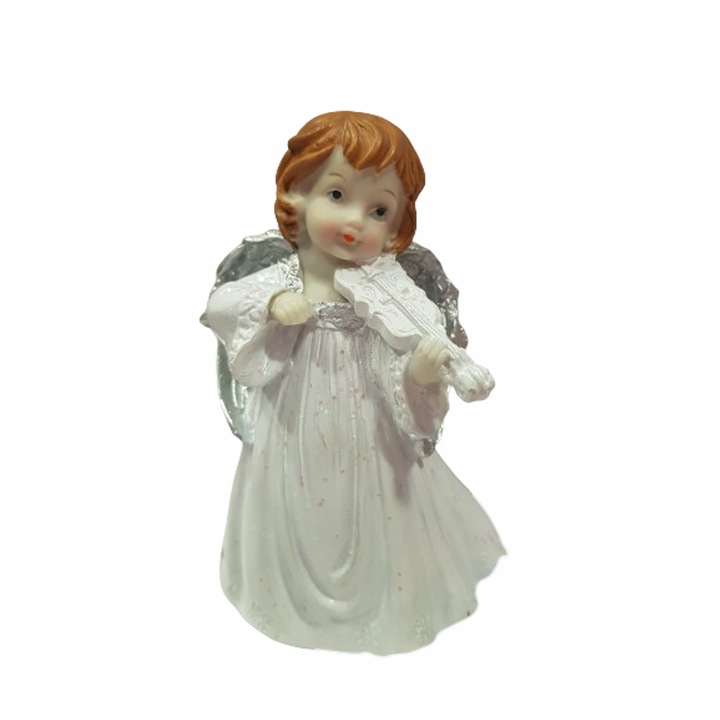 Ahelos figura, Angyal hegedűvel, Kerámia, 15 cm