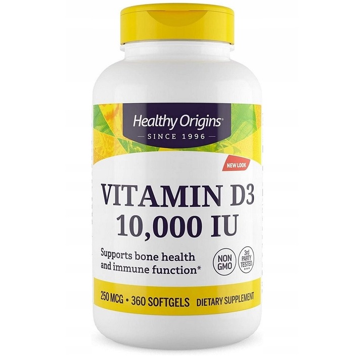 Vitamina D3, Healthy Origins, 10000 UI, 360 capsule