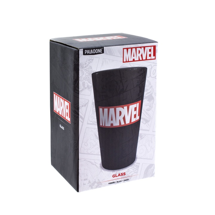 Pahar - Marvel - Logo, Sticla, Negru, 450 ml