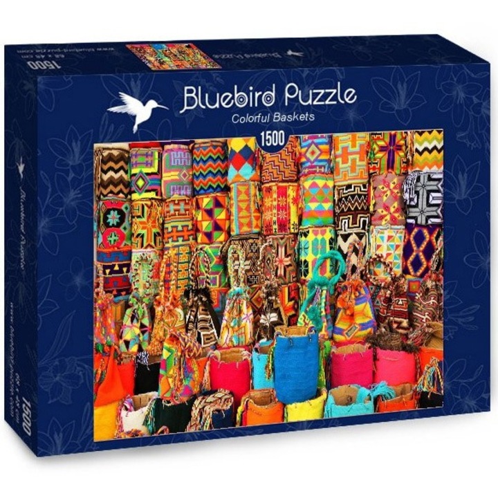 Пъзел Bluebird - Цветни кошници, 1500 части
