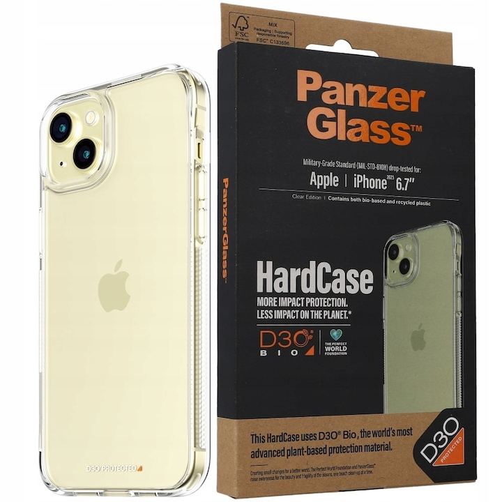 Протектор за гръб Panzer D30 Clear Case за iPhone 15 Plus, Прозрачен