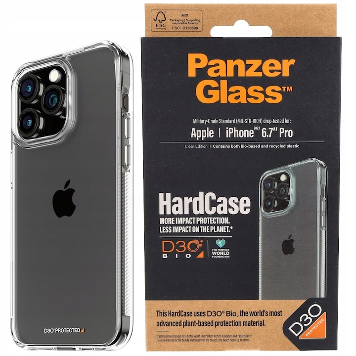 Защитен калъф PanzerGlass за iPhone 15 Pro Max, Пластмаса, Прозрачен