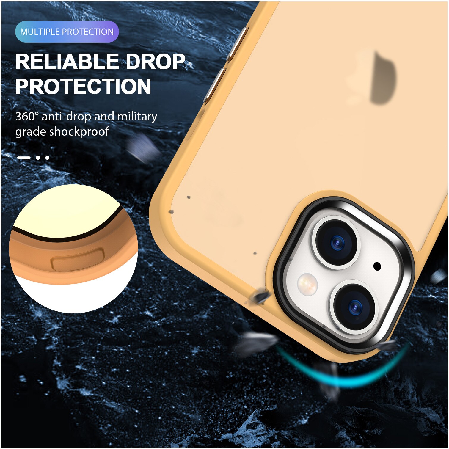 Husa de protectie A+ semitransparenta pentru iPhone 14, portocaliu