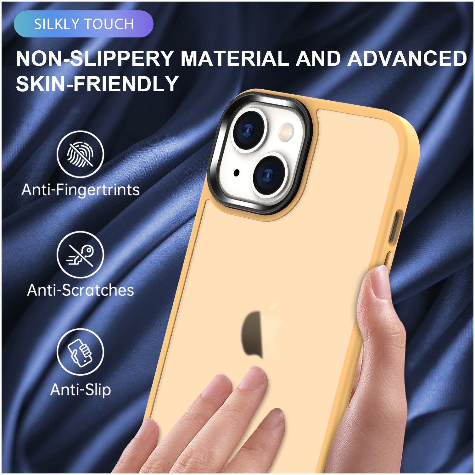 Husa de protectie A+ semitransparenta pentru iPhone 14, portocaliu