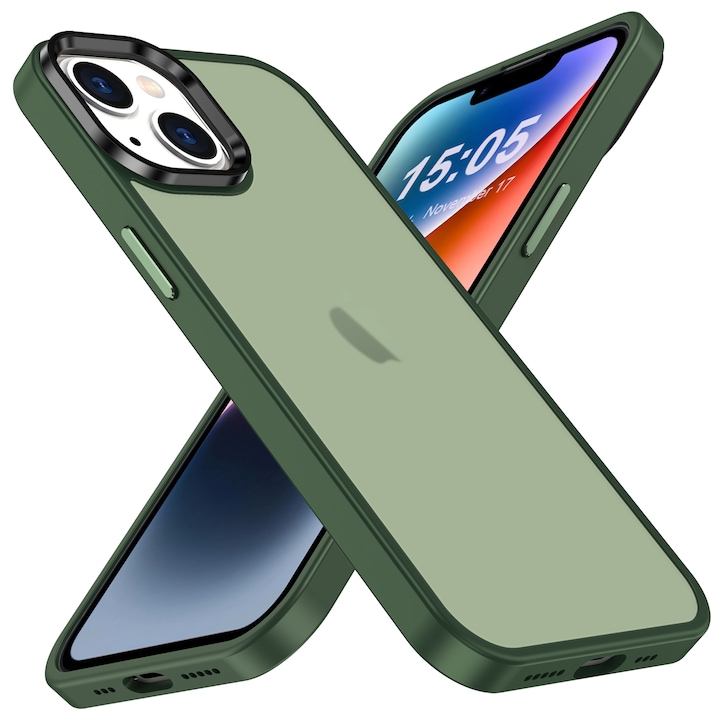Husa de protectie A+ semitransparenta pentru iPhone 15 Pro Max, verde