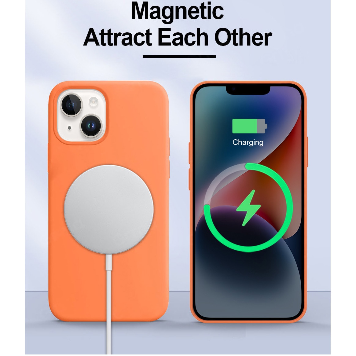 Husa de protectie A+ pentru iPhone 14, magnetic, silicon, portocaliu