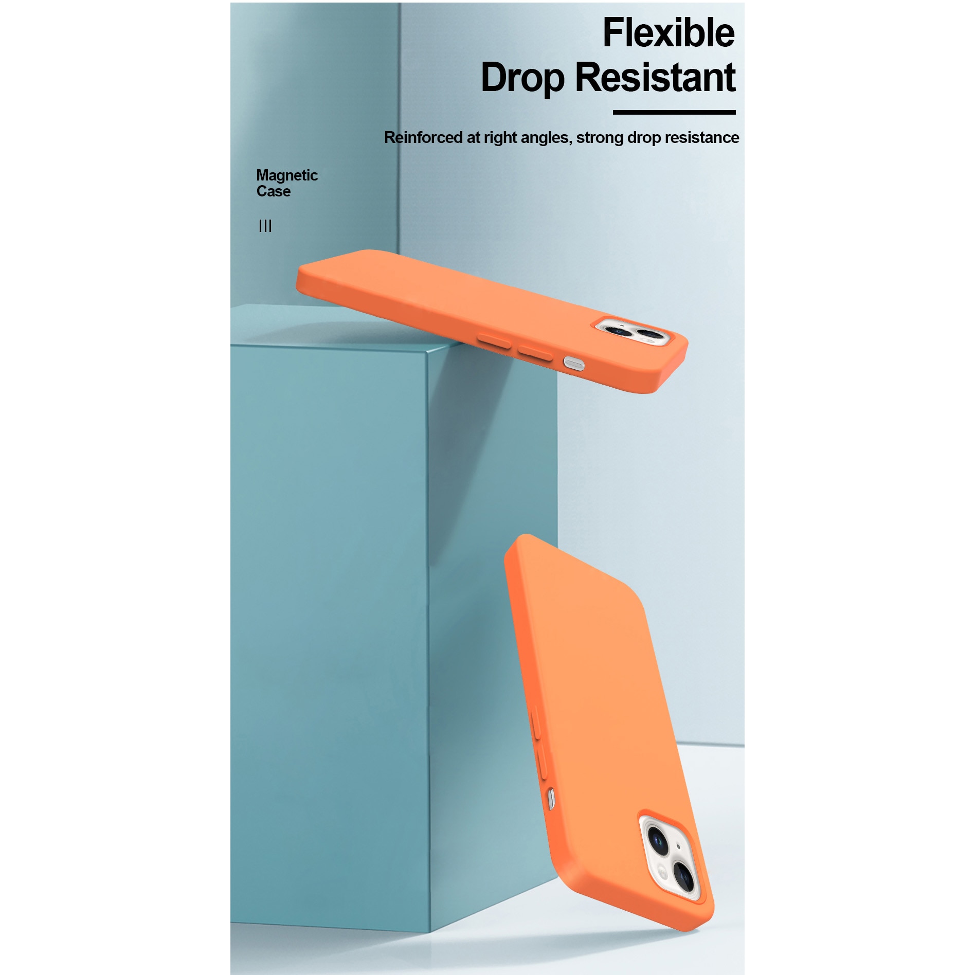 Husa de protectie A+ pentru iPhone 14, magnetic, silicon, portocaliu