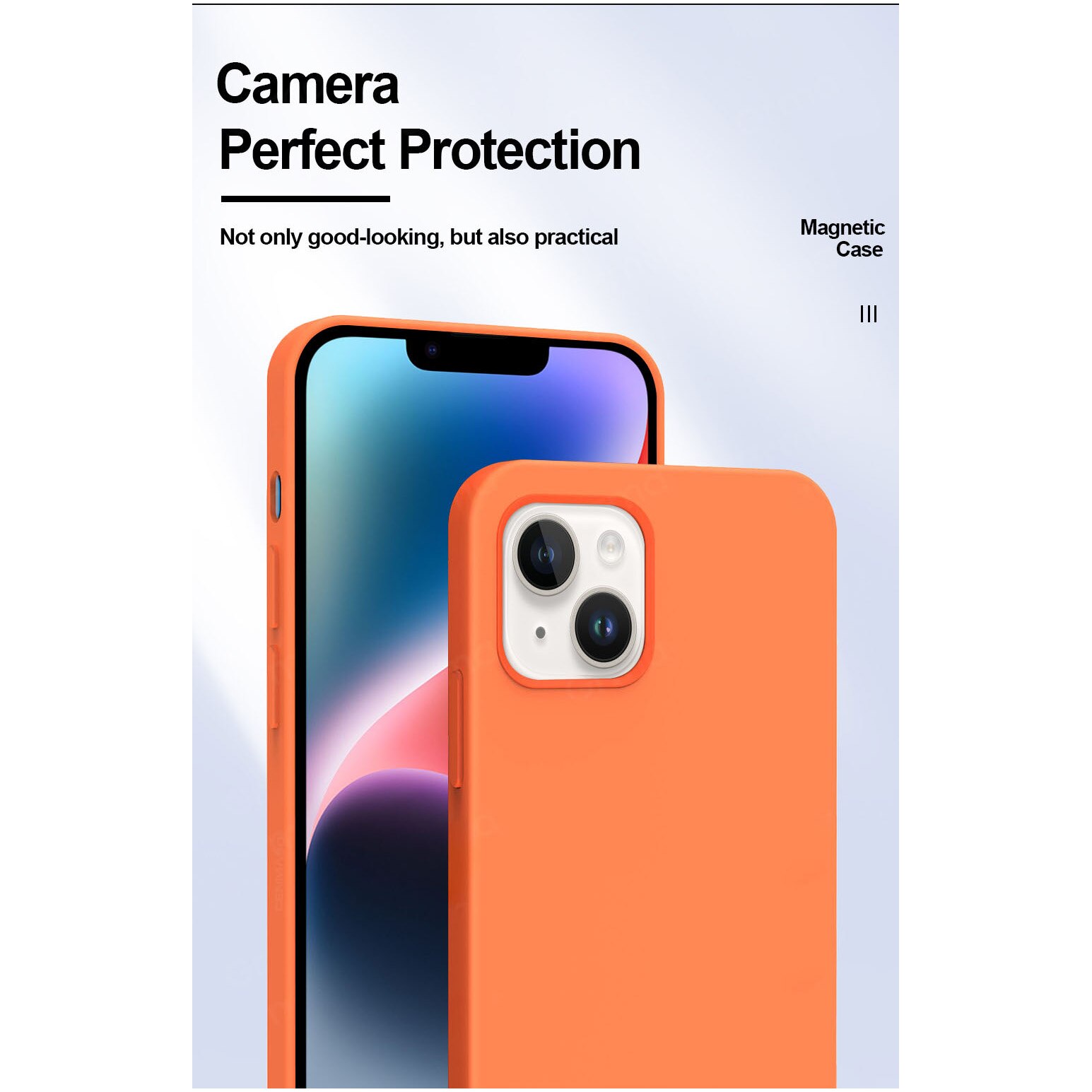 Husa de protectie A+ pentru iPhone 14, magnetic, silicon, portocaliu