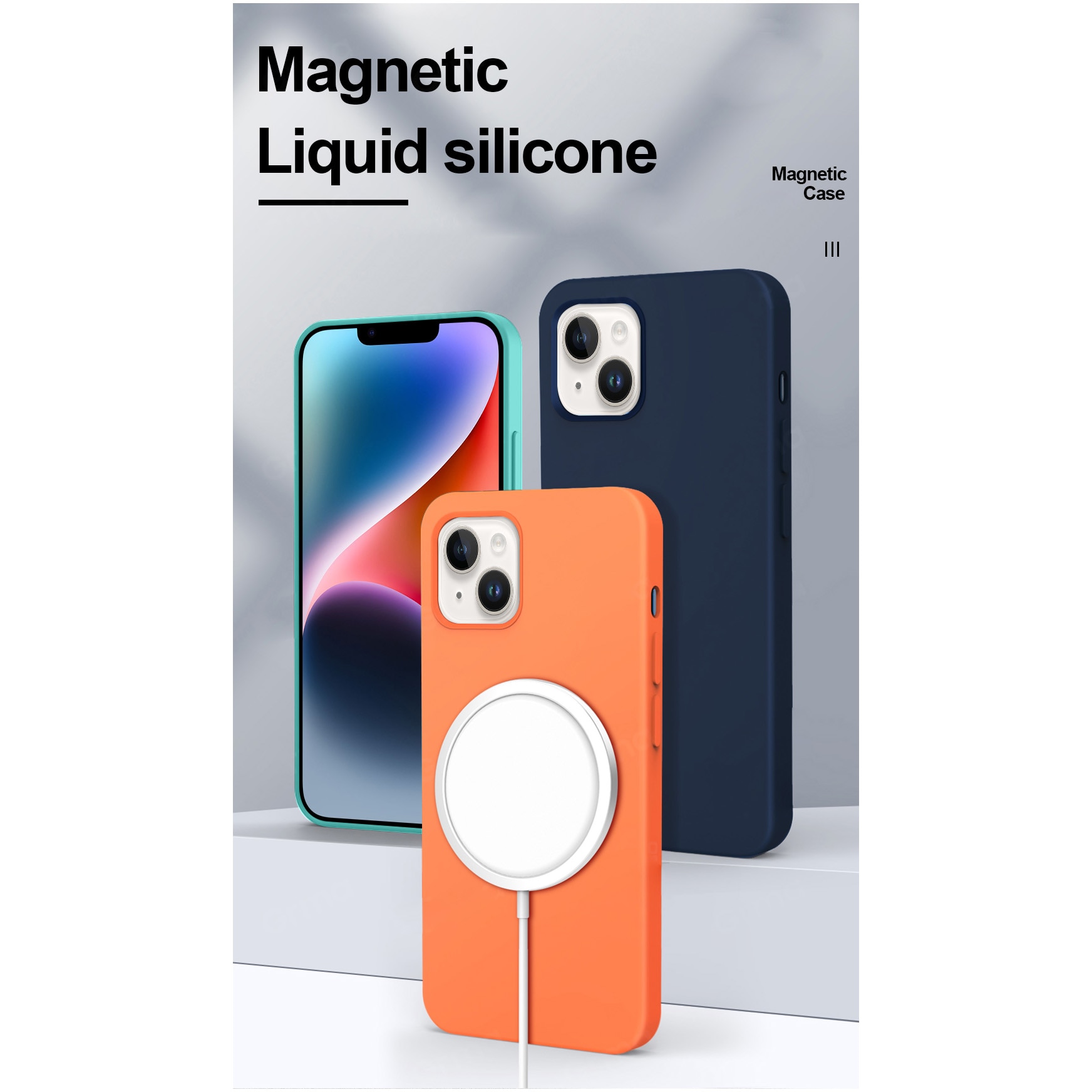 Husa de protectie A+ pentru iPhone 14, magnetic, silicon, portocaliu