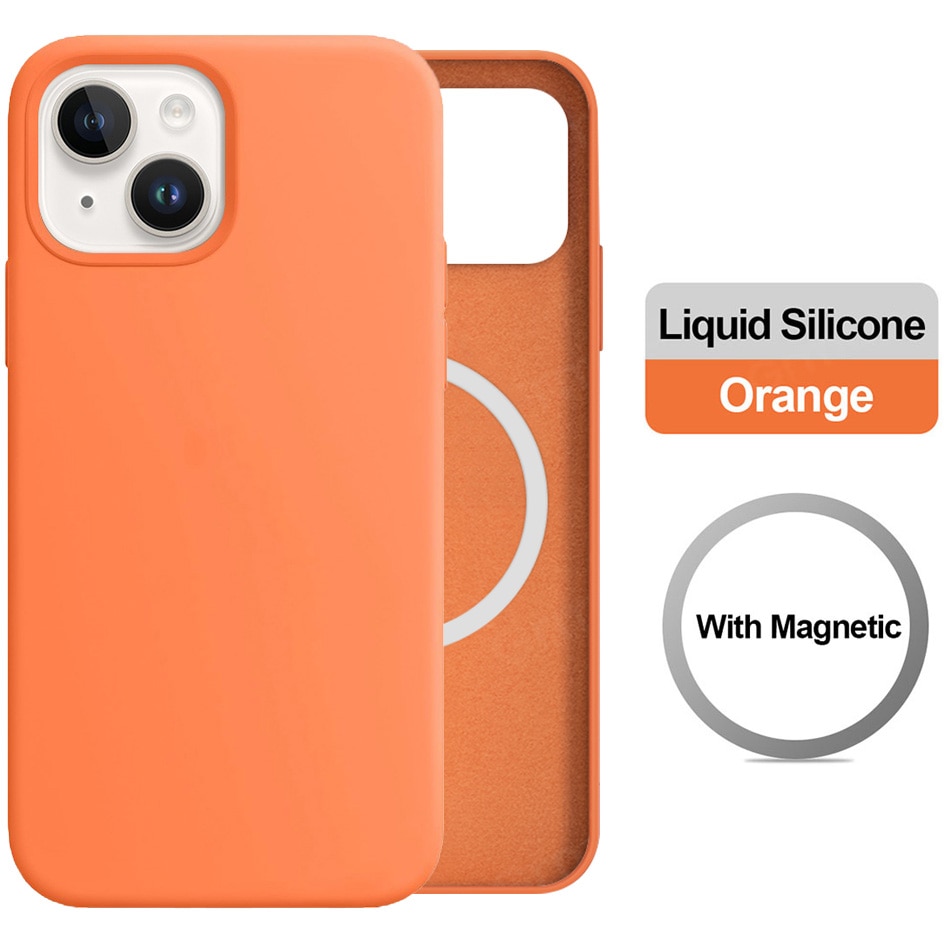 Husa de protectie A+ pentru iPhone 14, magnetic, silicon, portocaliu