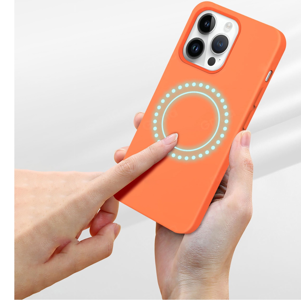 Husa de protectie A+ pentru iPhone 15 Pro Max, magnetic, silicon, portocaliu