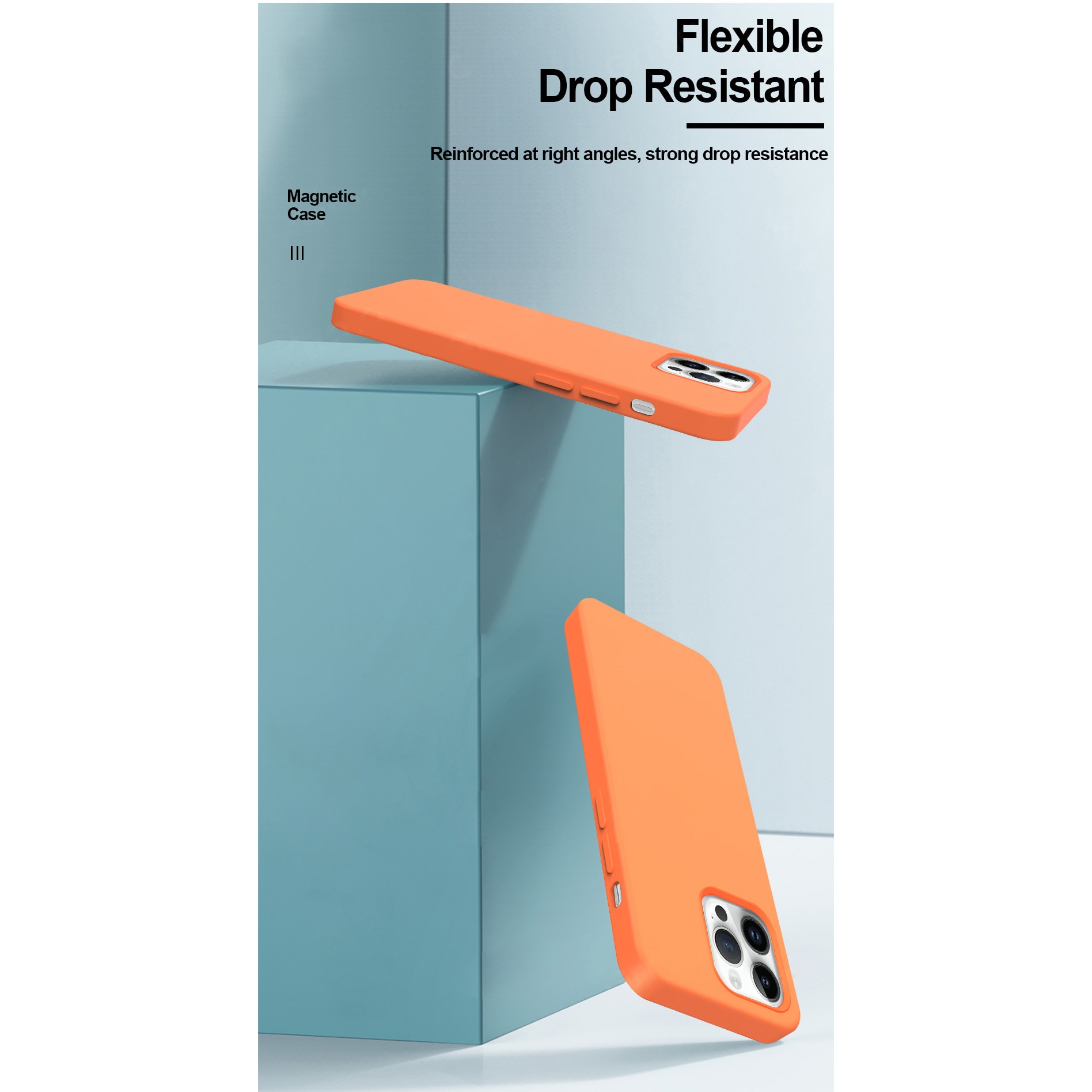 Husa de protectie A+ pentru iPhone 15 Pro Max, magnetic, silicon, portocaliu