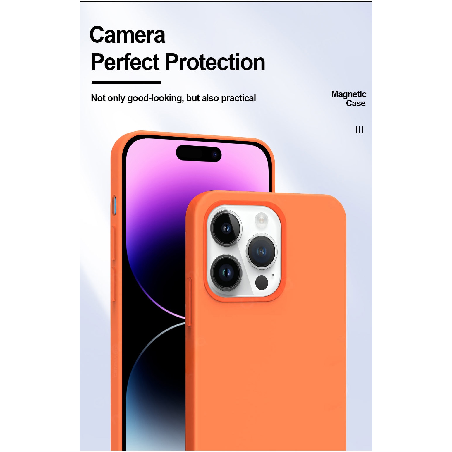 Husa de protectie A+ pentru iPhone 15 Pro Max, magnetic, silicon, portocaliu