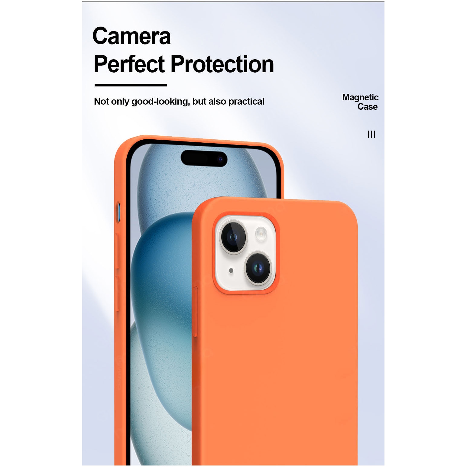 Husa de protectie A+ pentru iPhone 15, magnetic, silicon, portocaliu