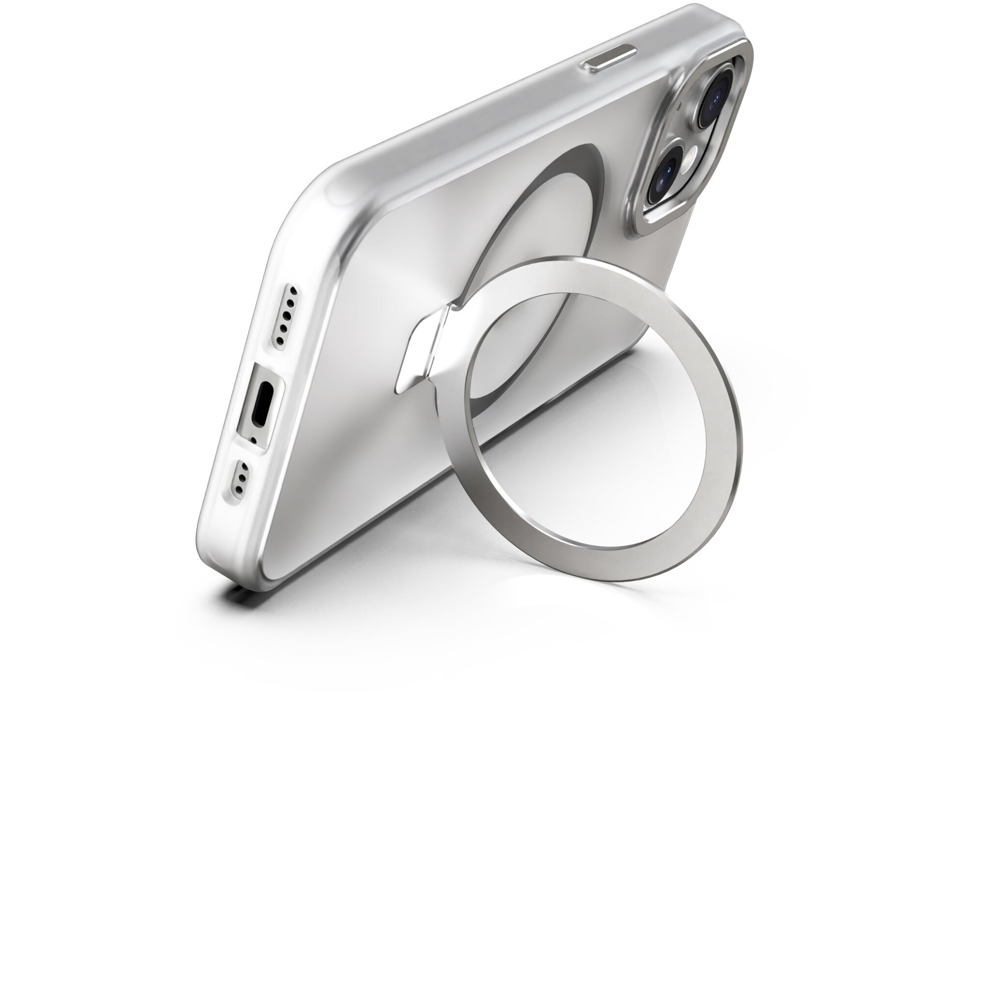 Husa de protectie A+ semitransparenta cu suport pentru iPhone 15 Plus transparent