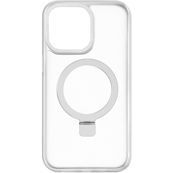 Предпазен калъф A+ за iPhone 15 Pro Max, Полупрозрачен със стойка, Прозрачен