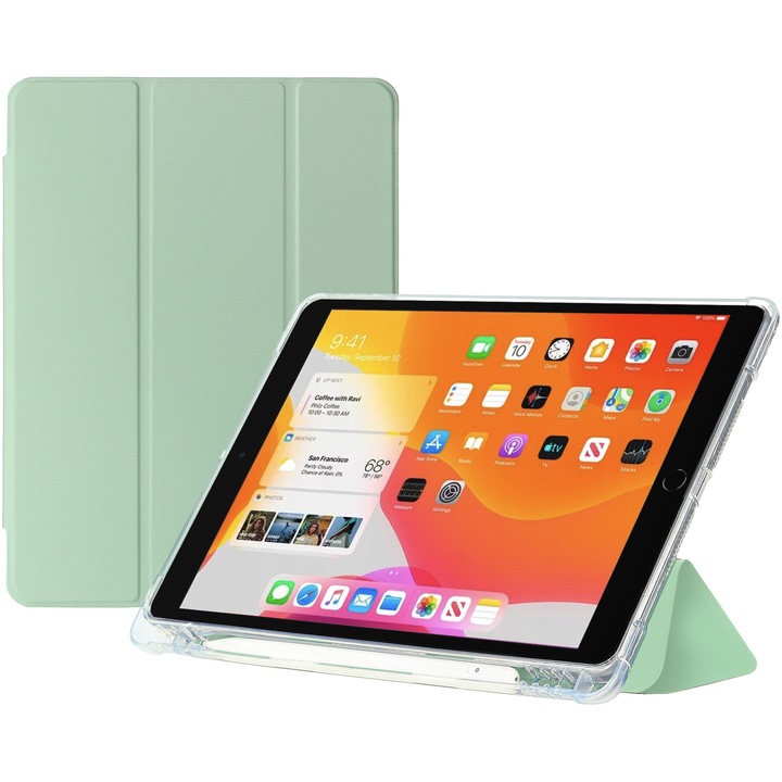 Husa de protectie A+ pentru iPad Air4 10.9" 2020 / iPad Air5 10.9" 2022, cu suport creion, Vernil