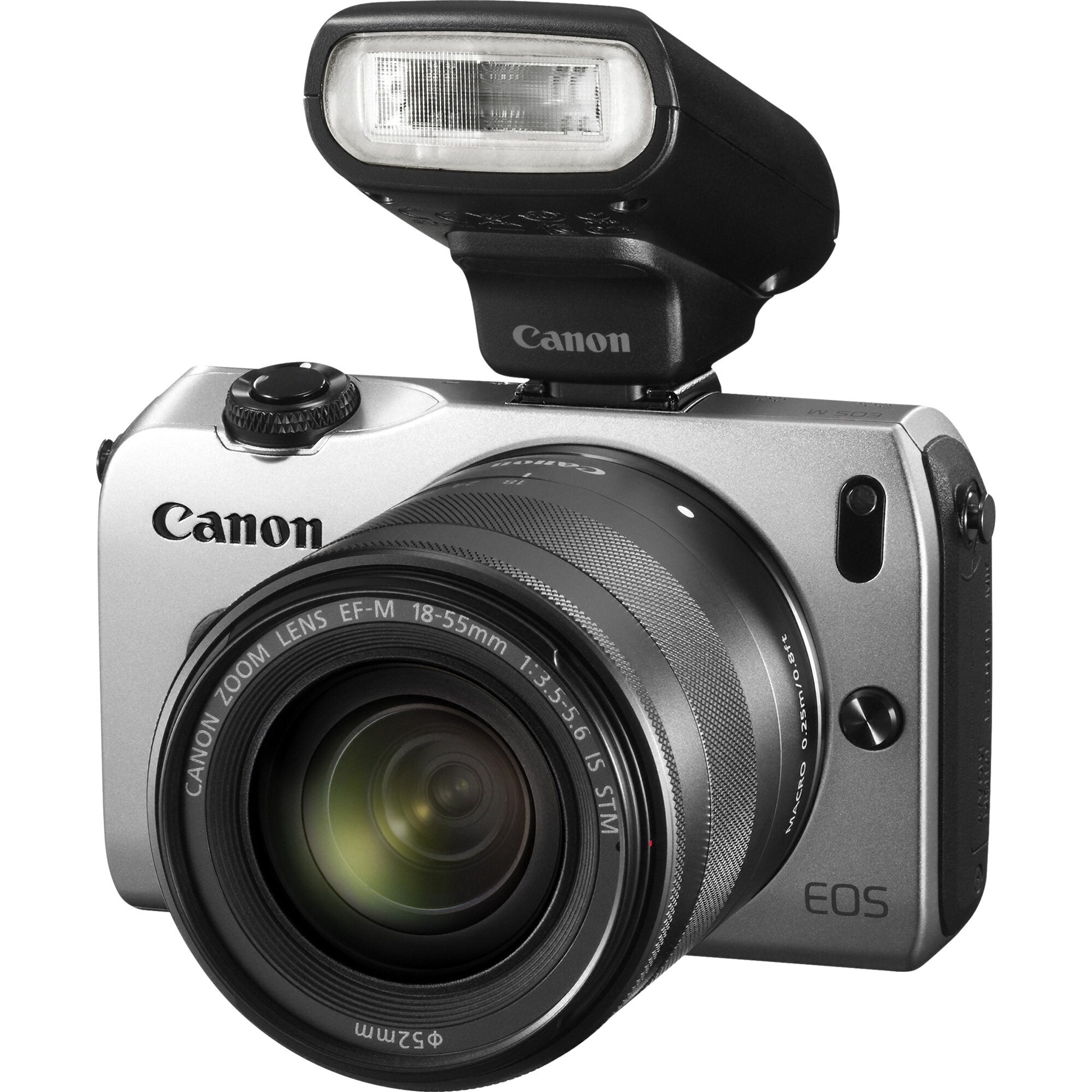 Aparat foto Mirrorless Canon EOS-M, 18MP, Silver + Obiectiv EF-M