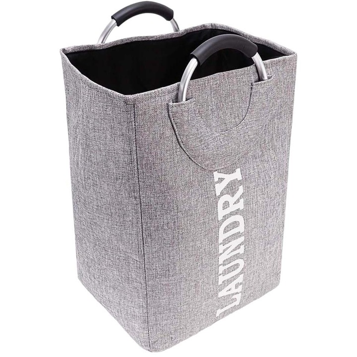 Szennyes kosár, Jormftte, pamut, 44 l, 32 x 28 x 49 cm, szürke