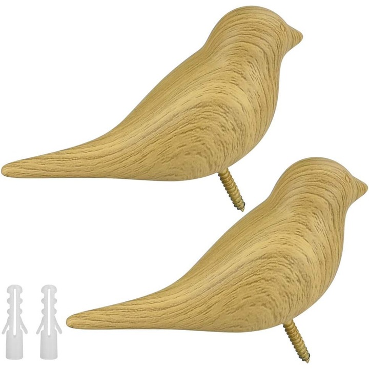 2 akasztós készlet, Jormftte, fa, 10,8 x 7 x 2 cm, barna