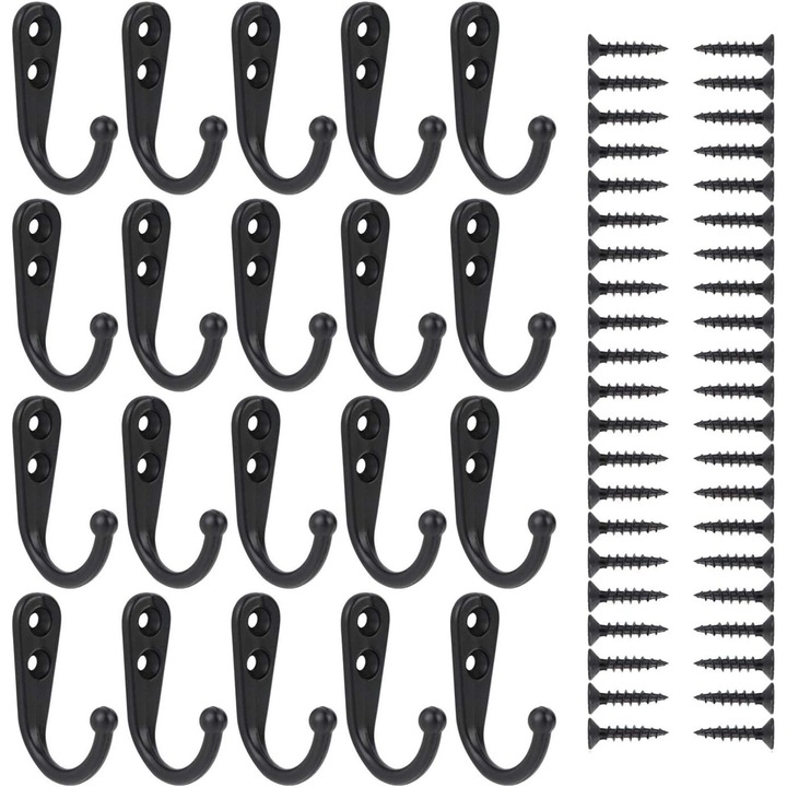 20 db-os retro ruhaakasztó készlet, Jormftte, fém, fekete